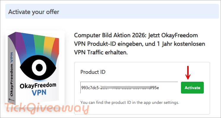 Activate the OkayFreedom VPN offer