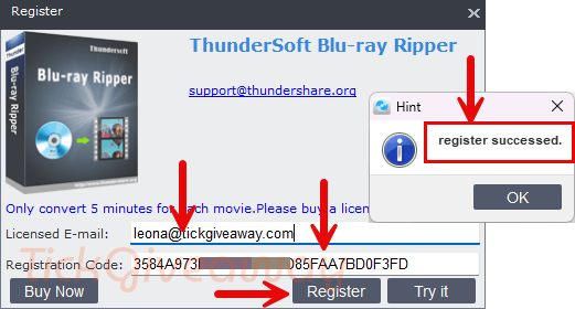 activate thundersoft blu ray ripper key