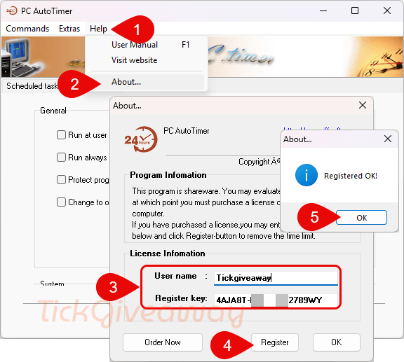 register pc autotimer key