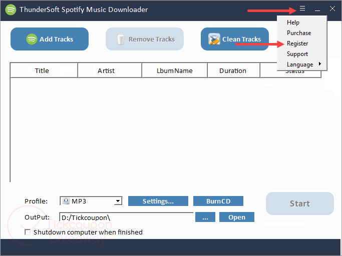 register thundersoft spotify music downloader