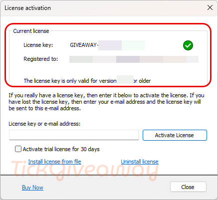 filemenu tools license infor