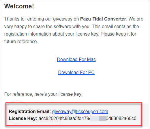 get pazu tidal music converter license key