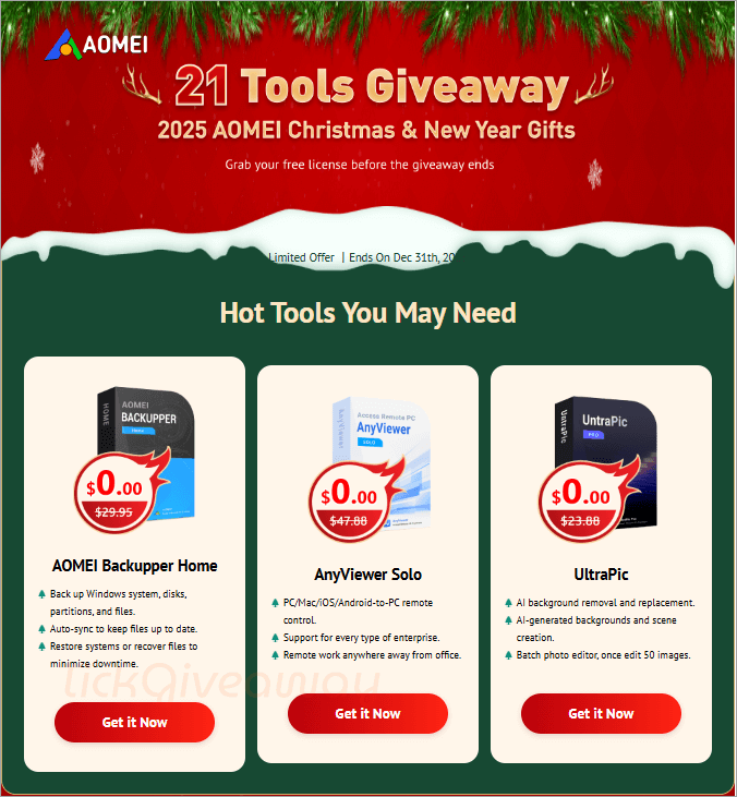 AOMEI Christmas Giveaway