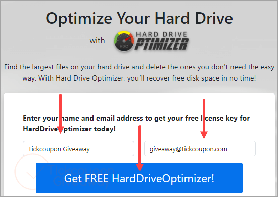 hard drive optimizer giveaway page