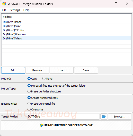 vovsoft merge multiple folders main screenshot Vovsoft Merge Multiple Folders