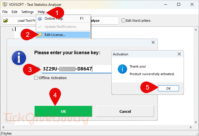 activate vovsoft text statistics analyzer code
