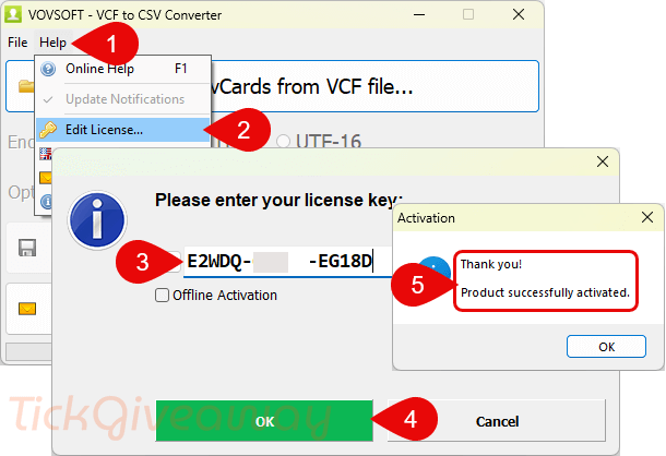 activate vovsoft vcf to csv converter code