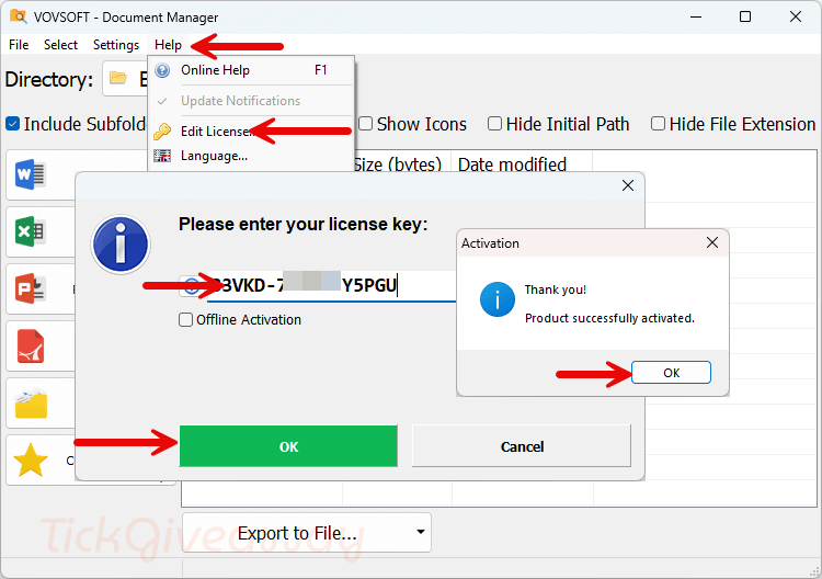 vovsoft document manager activation
