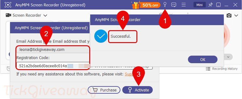 activate anymp4 screen recorder free