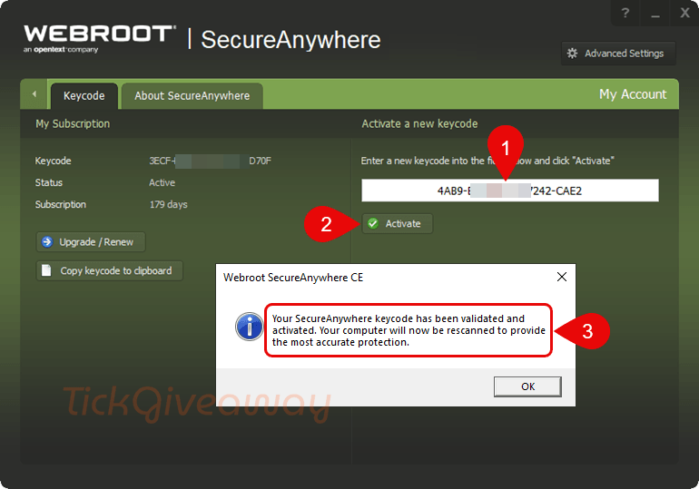activate webroot secureanywhere antivirus code