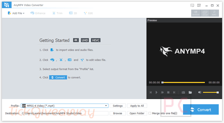 anymp4 video converter main screenshot