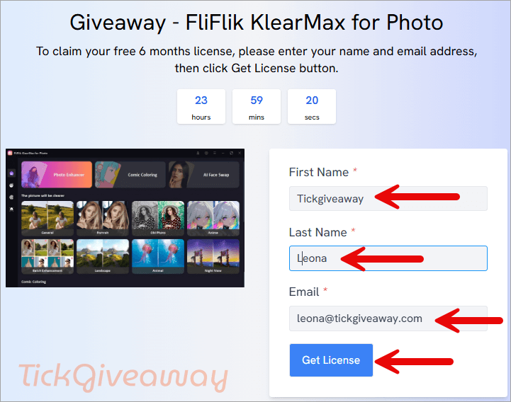 fliflik klearmax for photo giveaway page