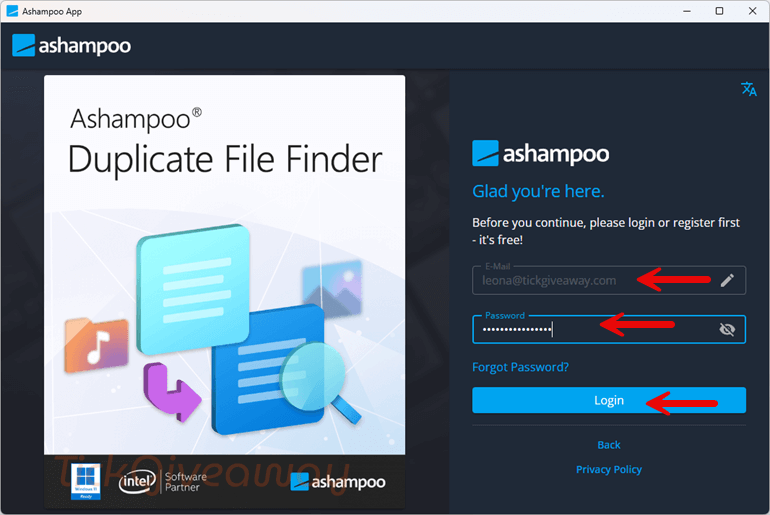 login ashampoo duplicate file finder free