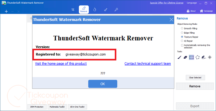 thundersoft watermark remover free main screenshot