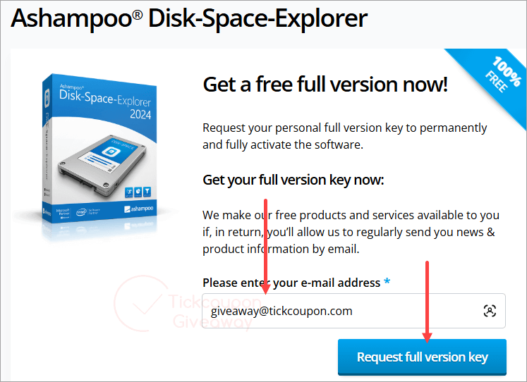 ashampoo disk space explorer giveaway page