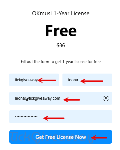 okmusi giveaway page