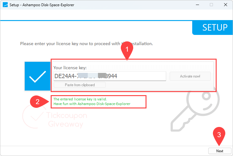 register ashampoo disk space