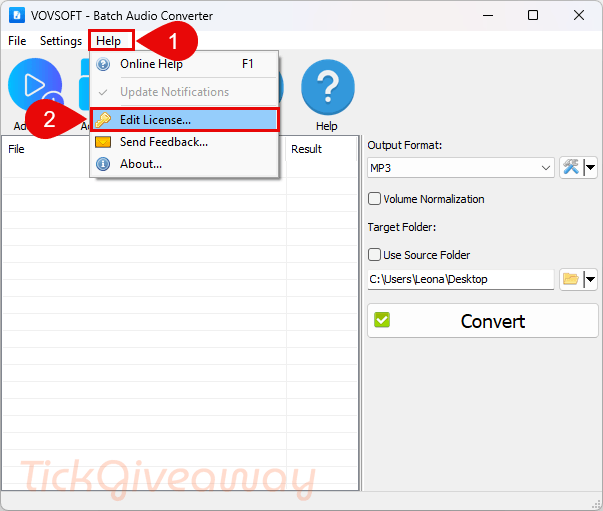 edit vovsoft batch audio converter license