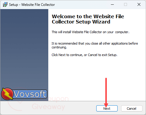 install vovsoft website file collector