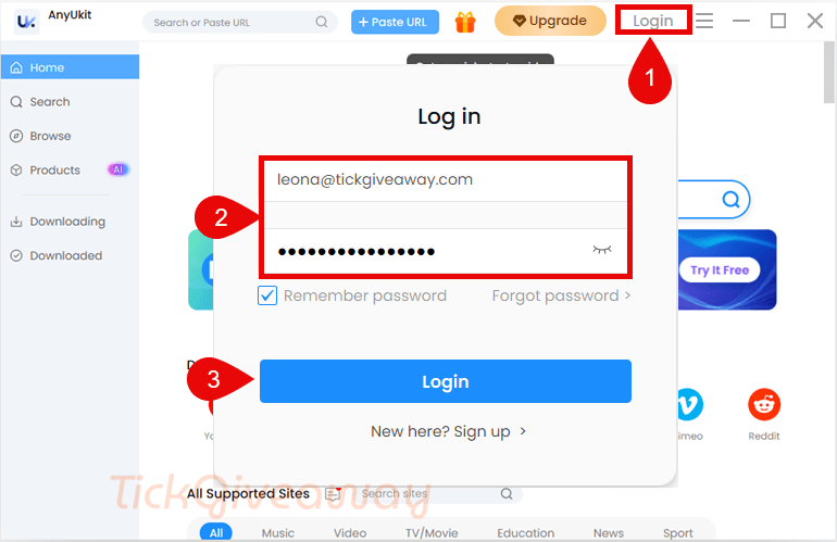 login anyukit video downloader free