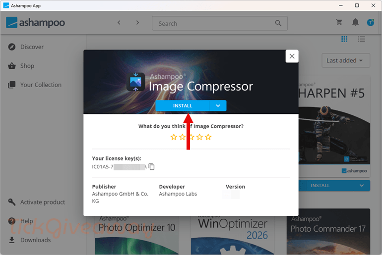 get ashampoo image compressor free key
