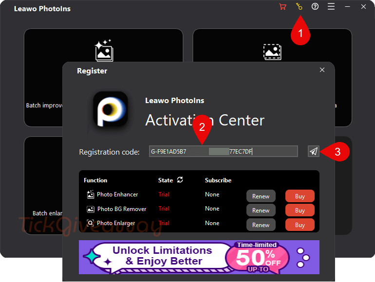 activate leawo photo bg remover code