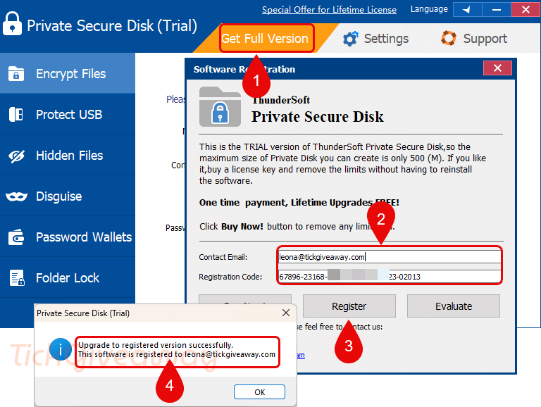 activate thundersoft private secure disk code