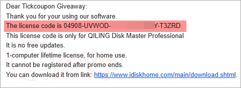 get qiling disk master professional code