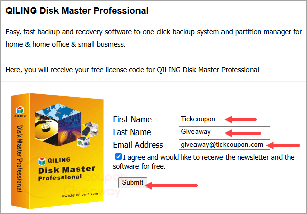 qiling disk master professional giveaway page