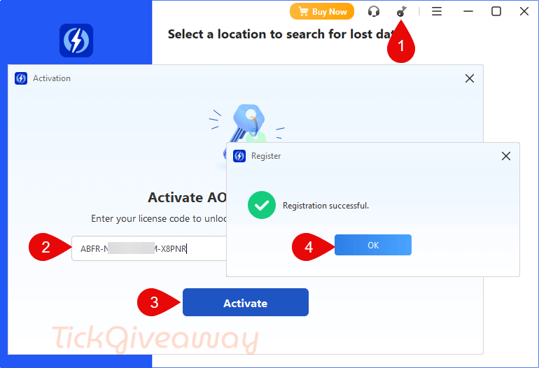 activate aomei fastrecovery code