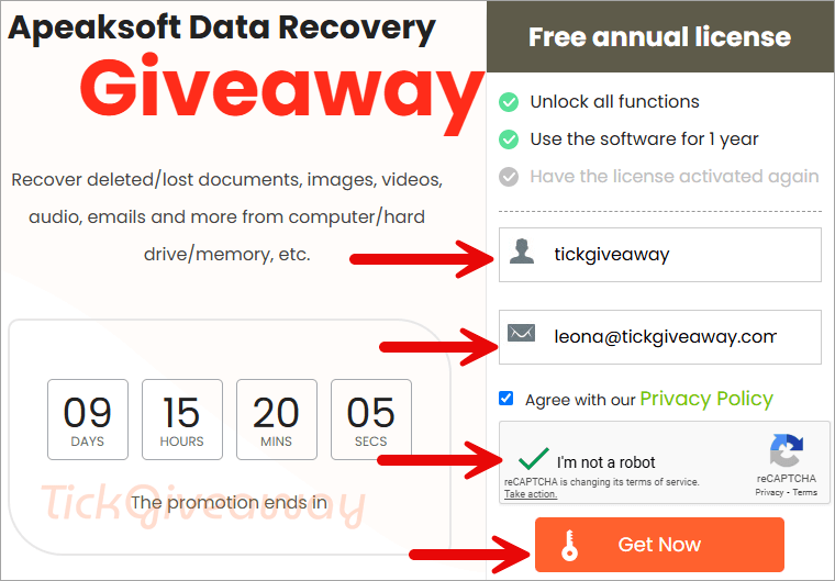 apeaksoft data recovery giveaway page