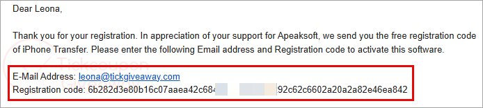 get apeaksoft iphone transfer code