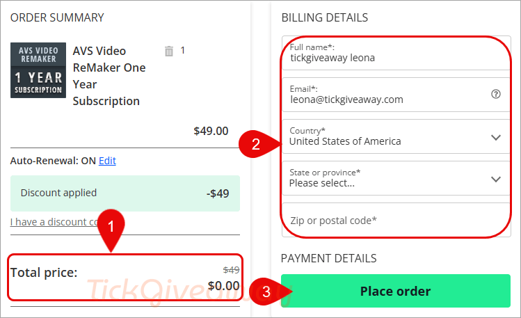 giveaway page avs video remaker