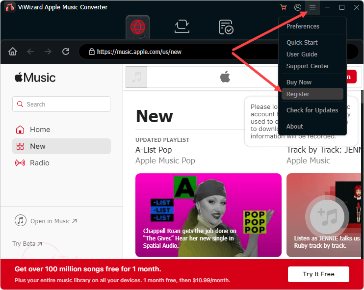 register viwizard apple music converter