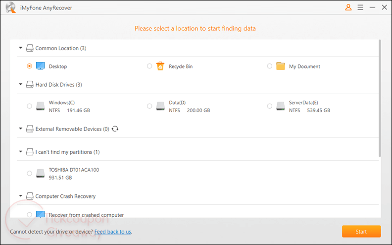 imyfone anyrecover screenshot