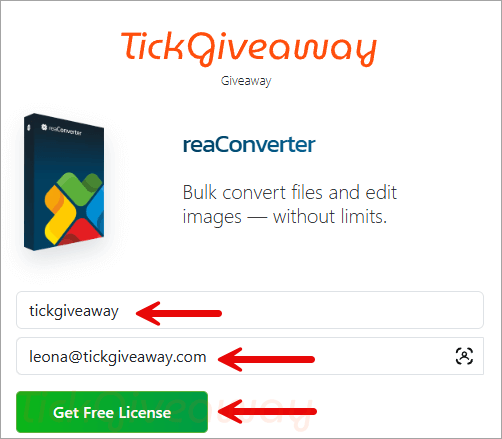 reaconverter standard giveaway page