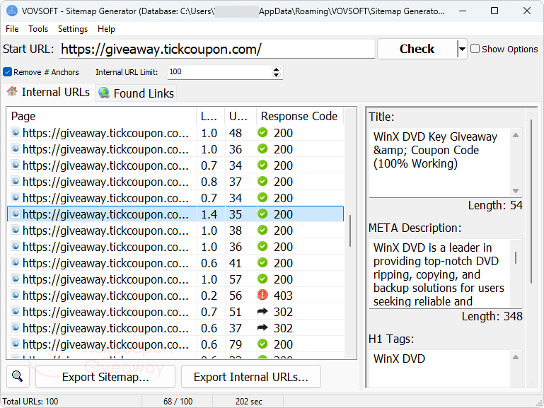 Vovsoft Sitemap Generator