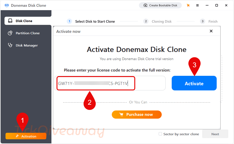 activate donemax disk clone
