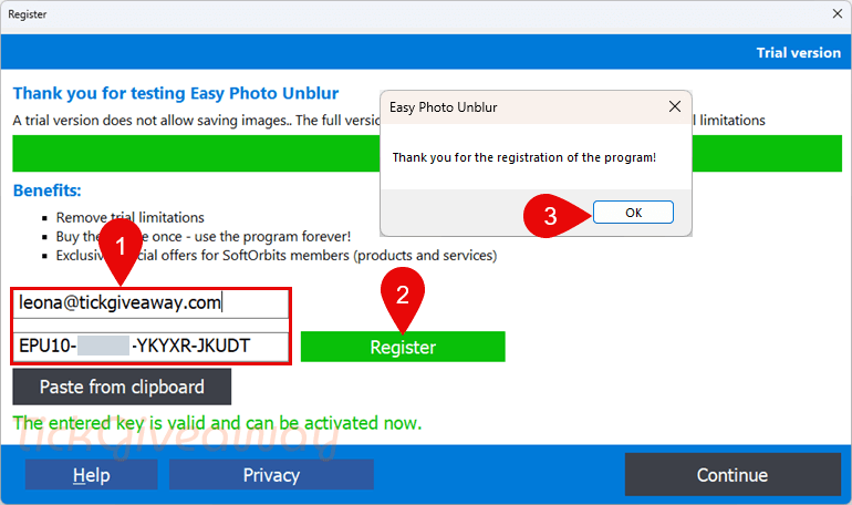 activate softorbits easy photo unblur code