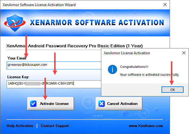 activate xenarmor android password recovery pro