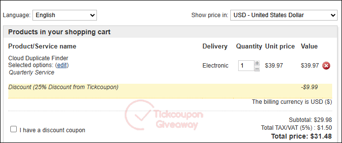 how to use cloud duplicate finder coupon code