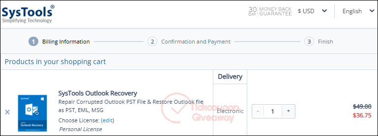 how to use systools outlook recovery coupon code
