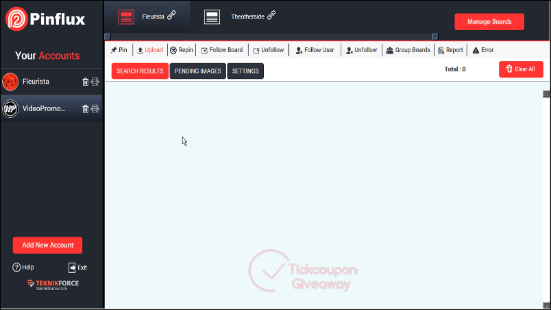 pinflux screenshot