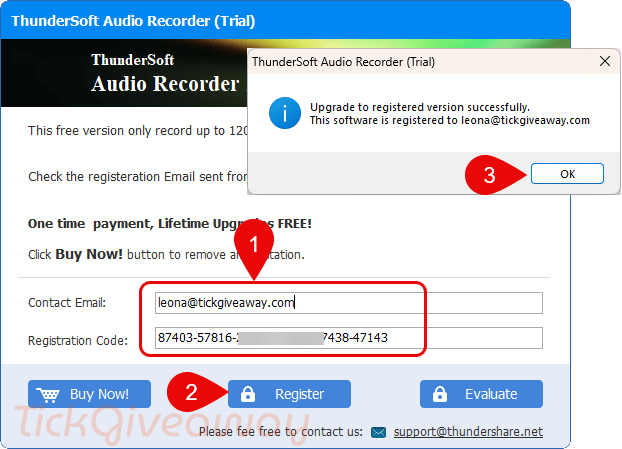 register thundersoft audio recorder key