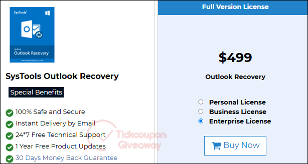 systools outlook recovery pricing