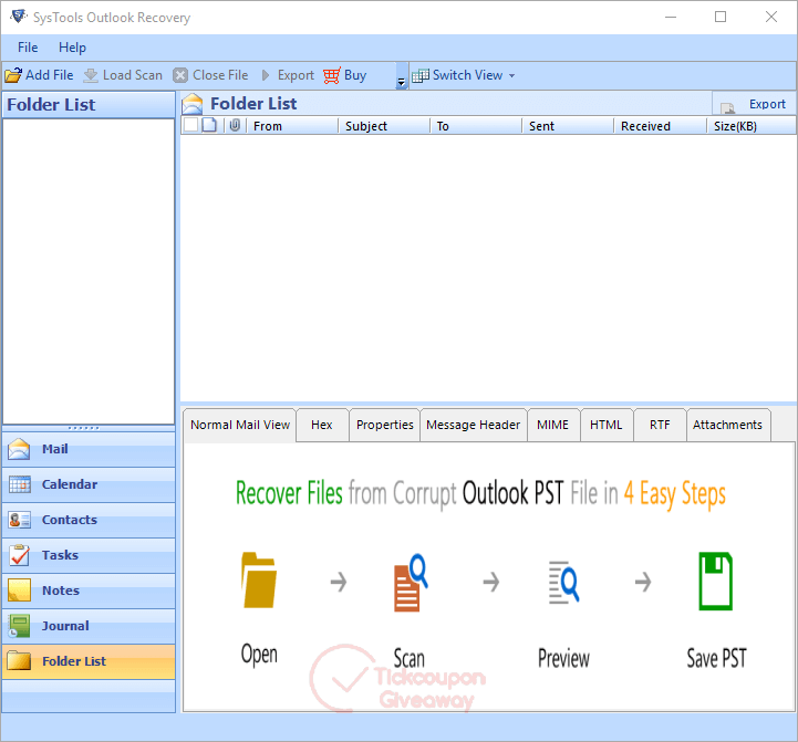 systools outlook recovery screenshot