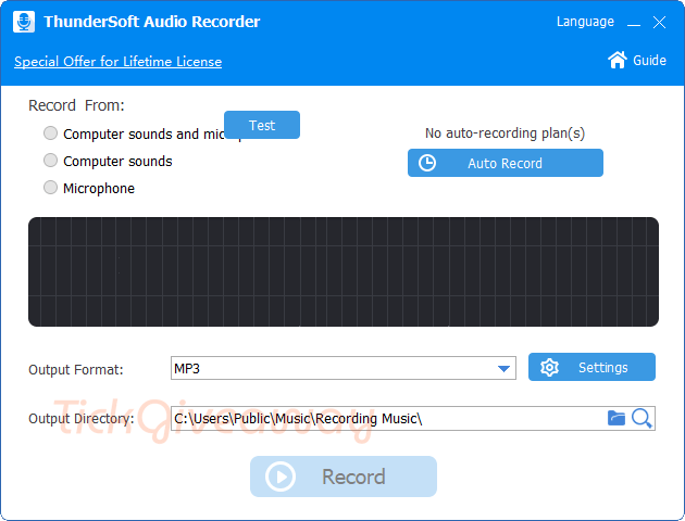 thundersoft audio recorder main screenshot