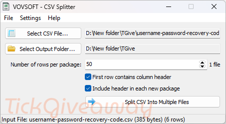 Vovsoft CSV Splitter