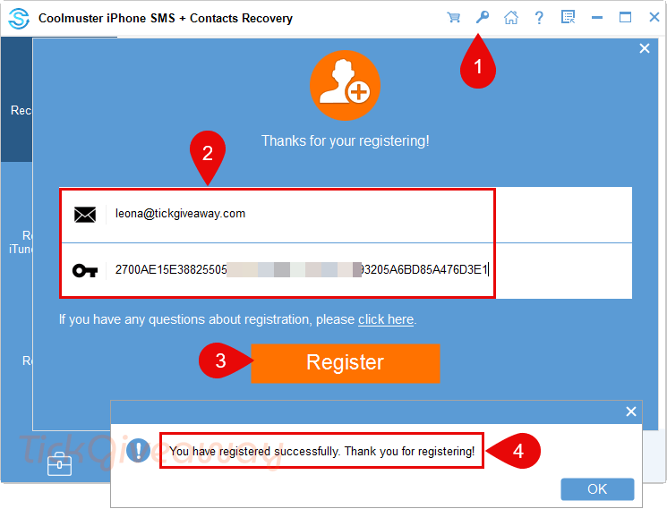 activate coolmuster iphone sms contacts recovery key