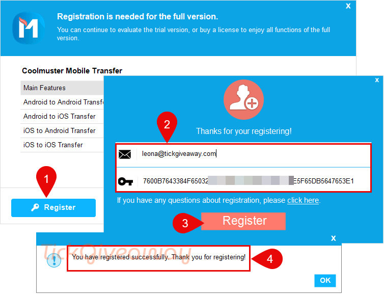 activate coolmuster mobile transfer key